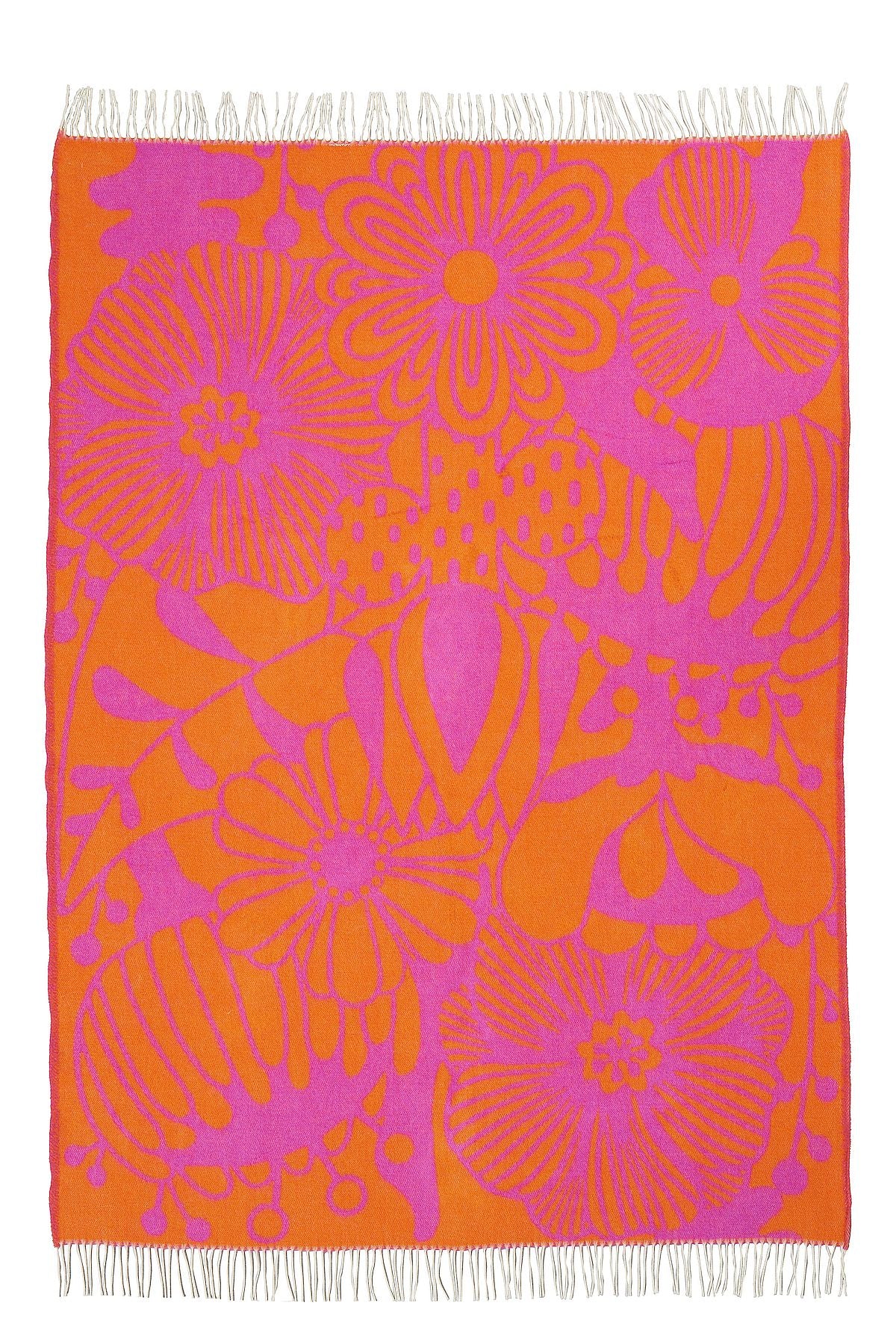 Plaid in lana BLOMRANKA Cerise 130x200cm