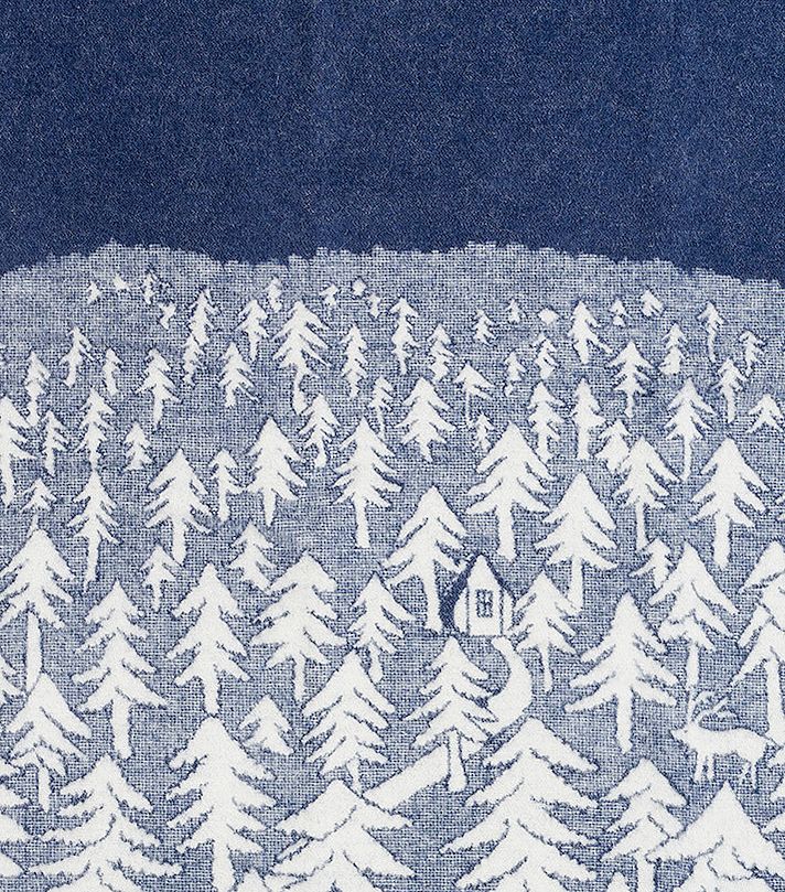 Plaid in lana HOUSE IN THE FOREST Blue 130x180cm