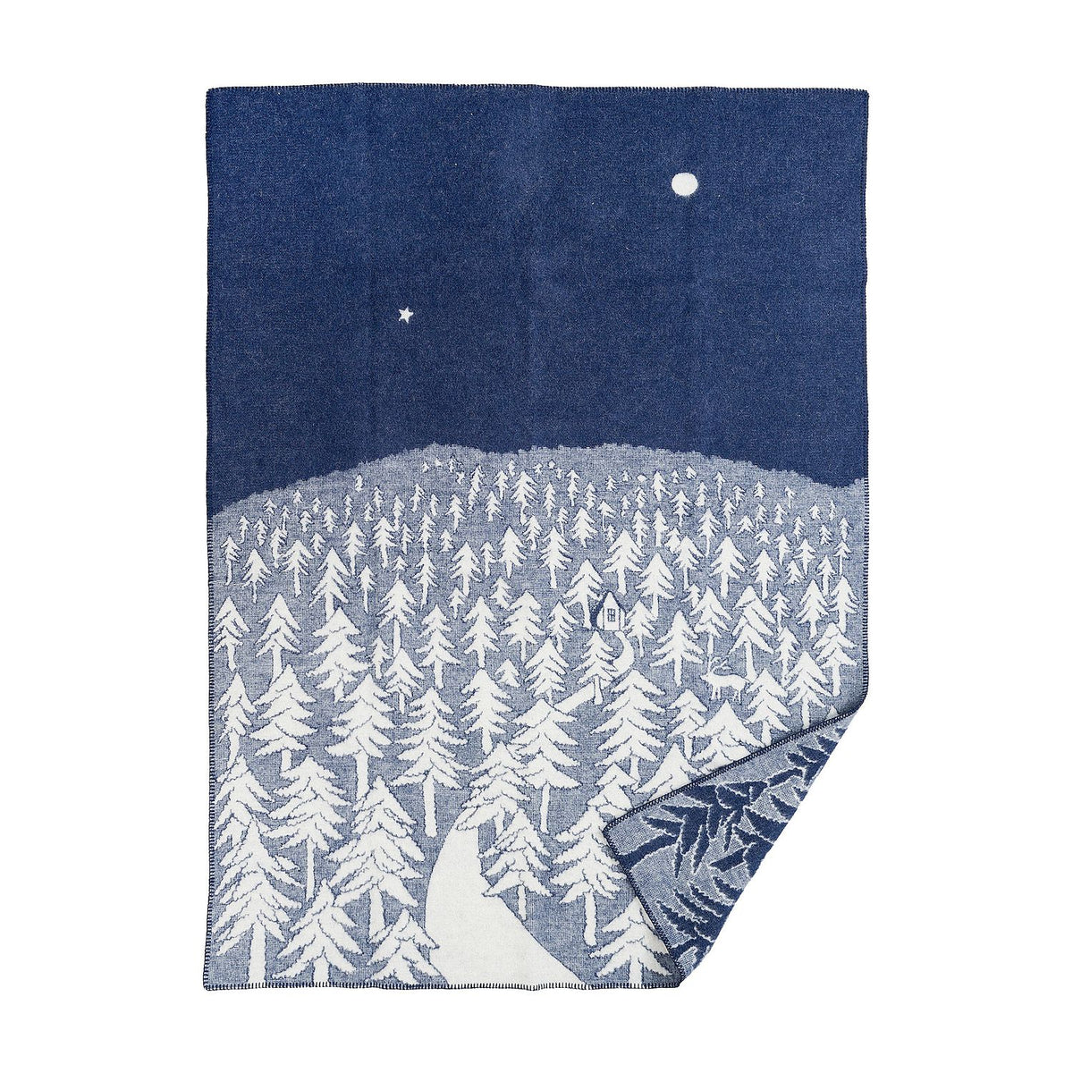 Plaid in lana HOUSE IN THE FOREST Blue 130x180cm