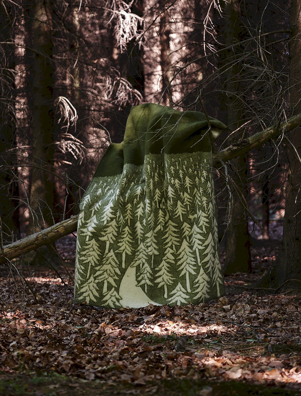 Plaid in lana HOUSE IN THE FOREST Green 130x180cm