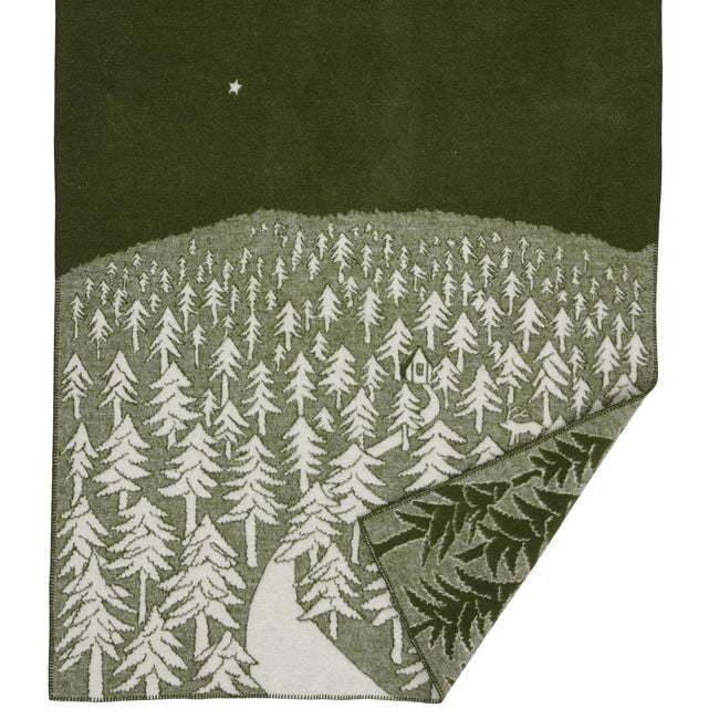 Plaid in lana HOUSE IN THE FOREST Green 130x180cm