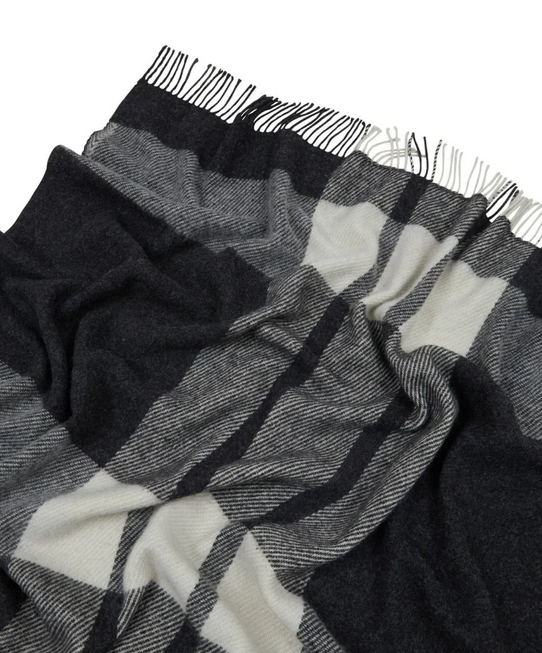 Plaid in lana • LAVAREDO Antracite Frangiato 130x170cm