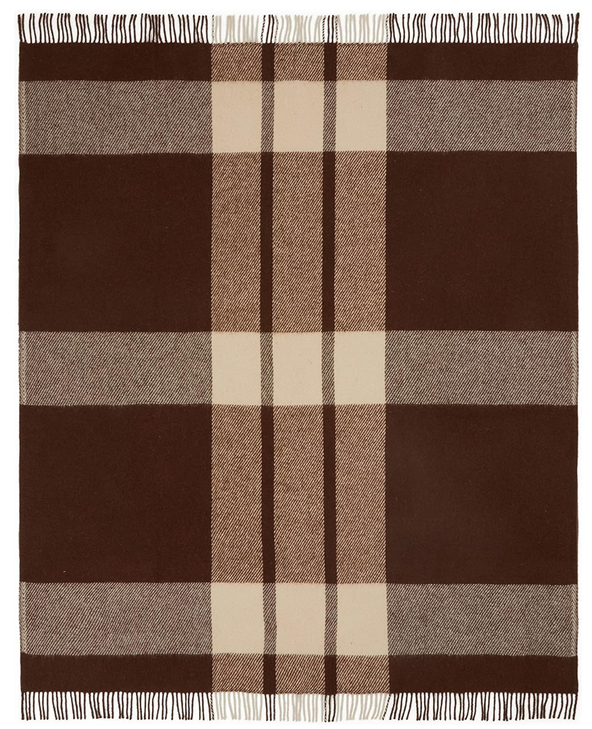 Plaid in lana • LAVAREDO Marrone Frangiato 130x170cm
