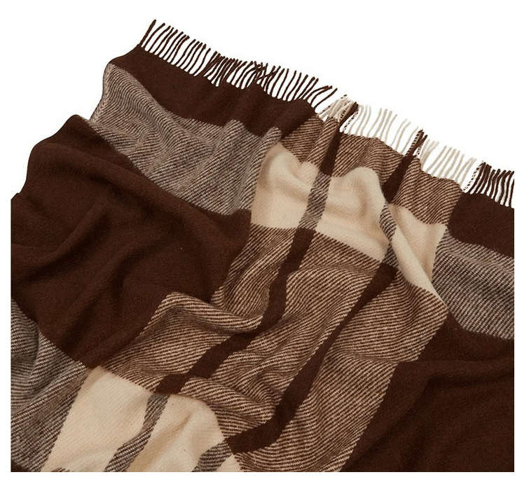 Plaid in lana • LAVAREDO Marrone Frangiato 130x170cm